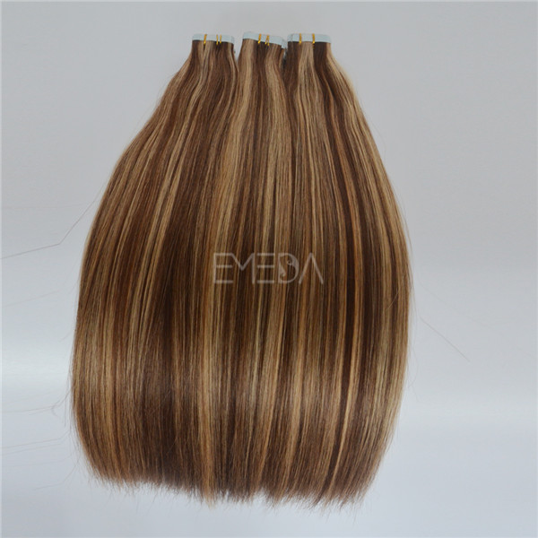 Grade 7A double drawn piano color Peruvian taped hair extensions YJ109